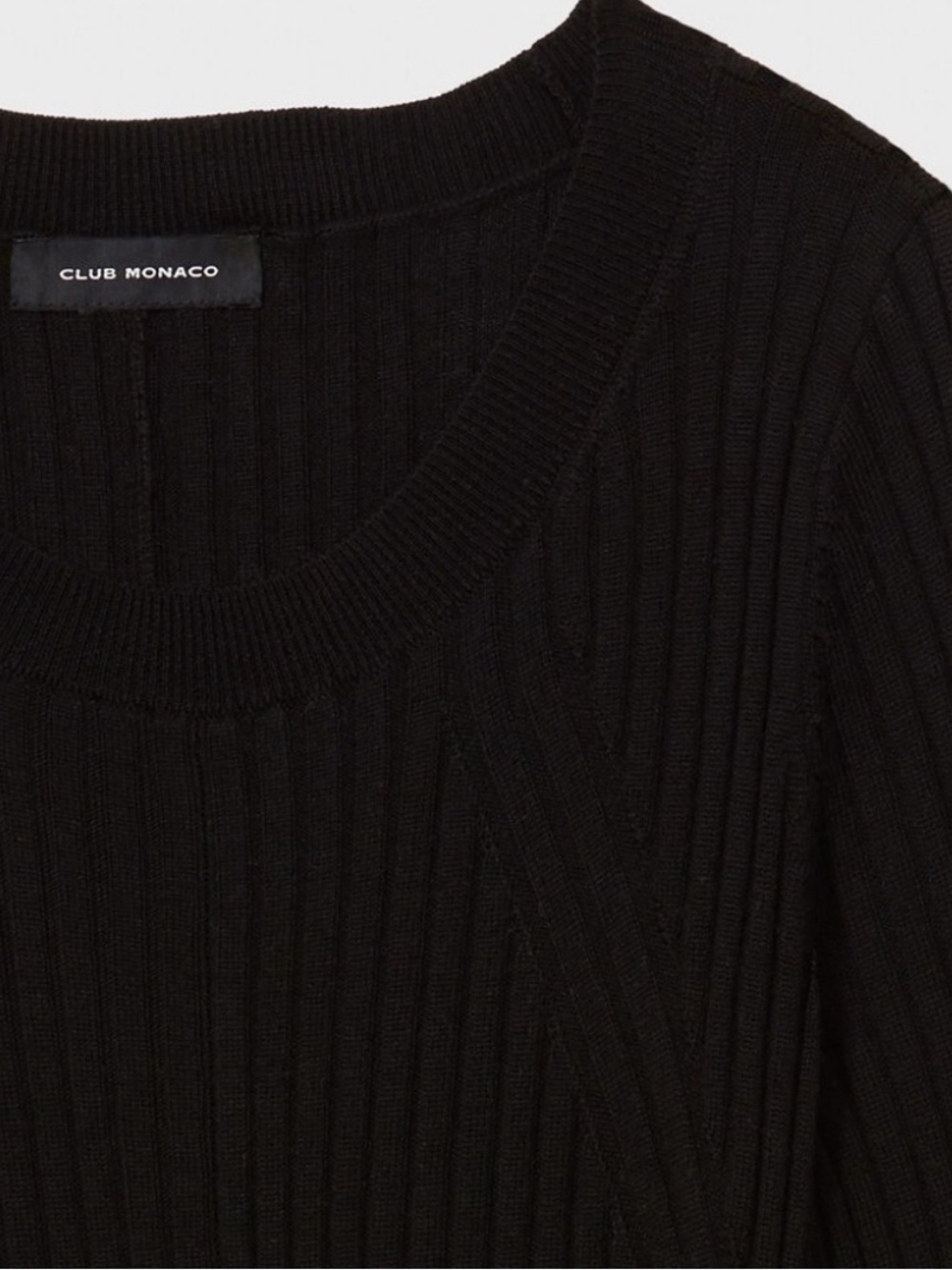 Club Monaco Black Ribbed Long-Sleeve Midi Dress - Picture 3 of 11